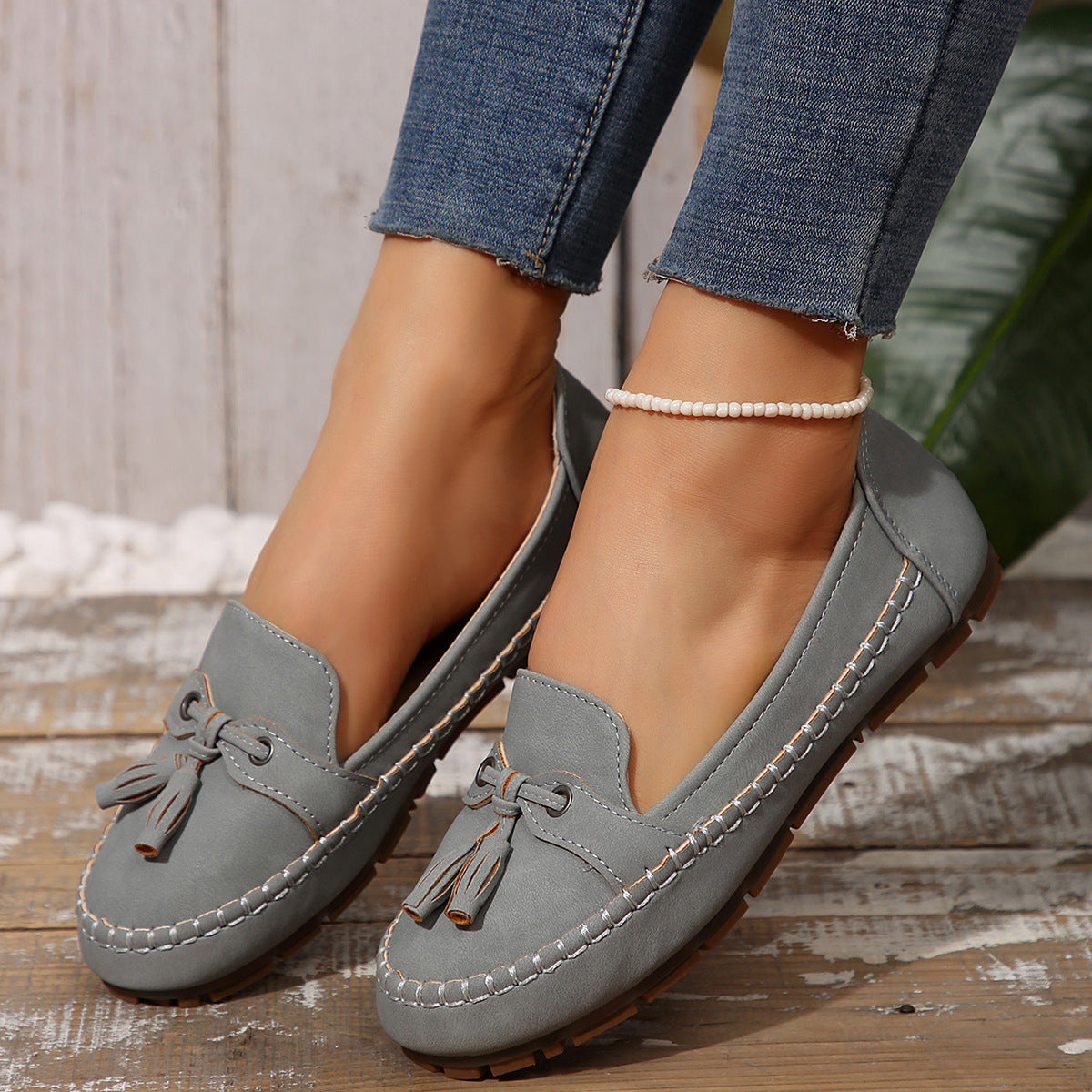Mocassins à bout rond, tendance, antidérapantes, souples et confortables