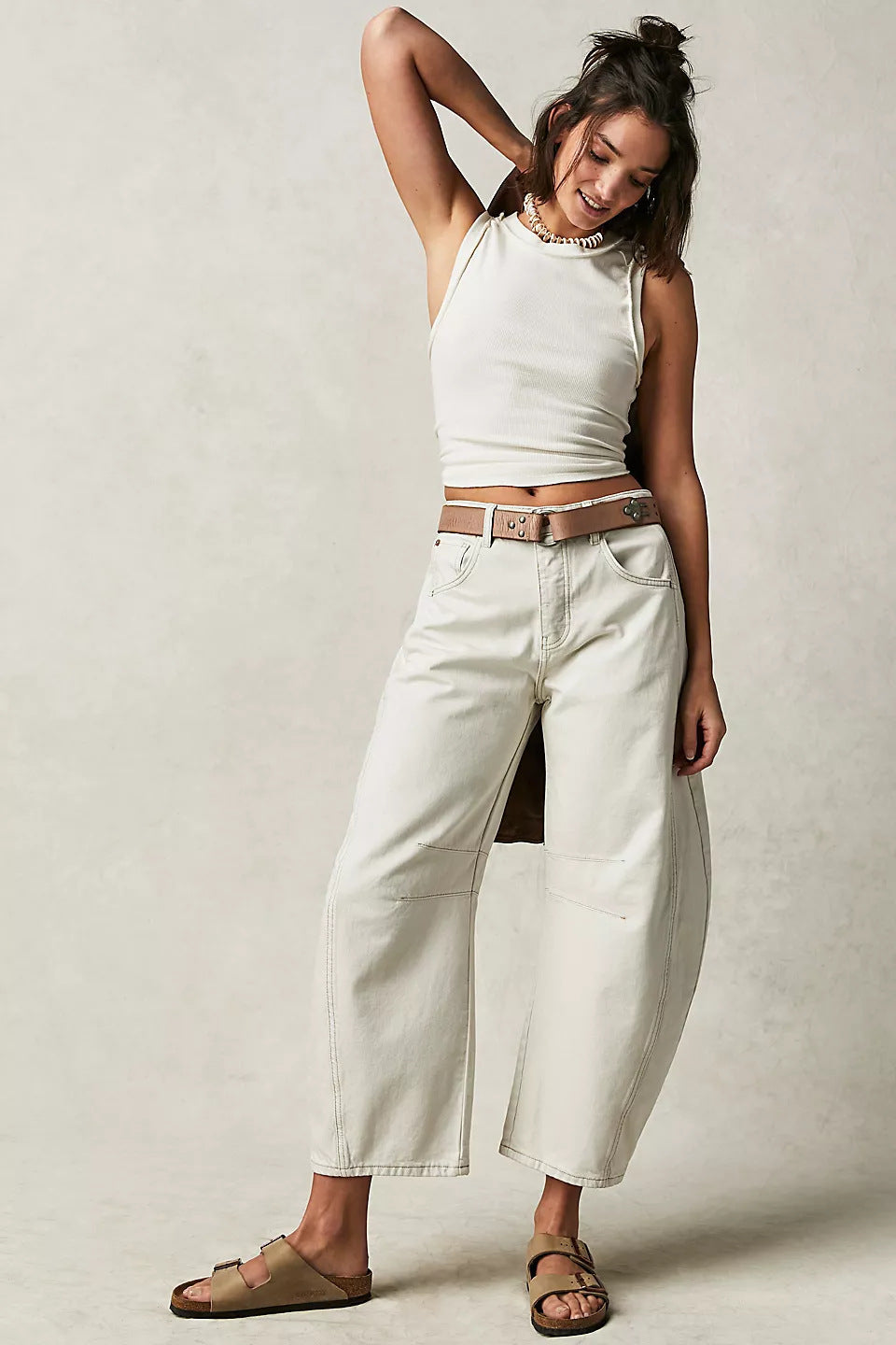 Jean taille mi- haute extensible tendance