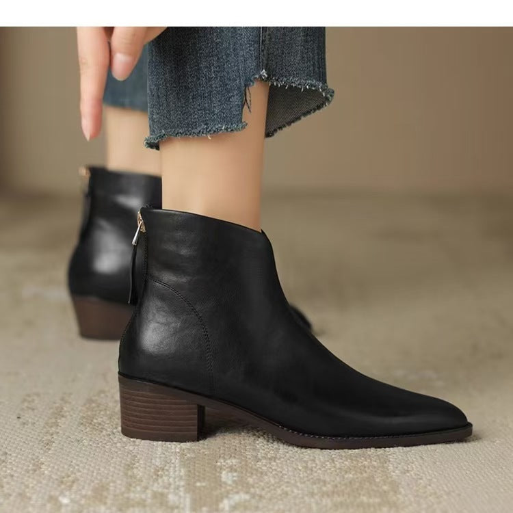 Bottes Martin vintage à talons mi-hauts et épais