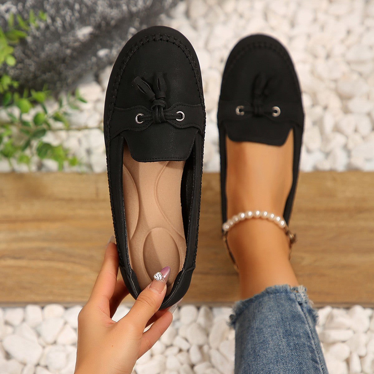 Mocassins à bout rond, tendance, antidérapantes, souples et confortables