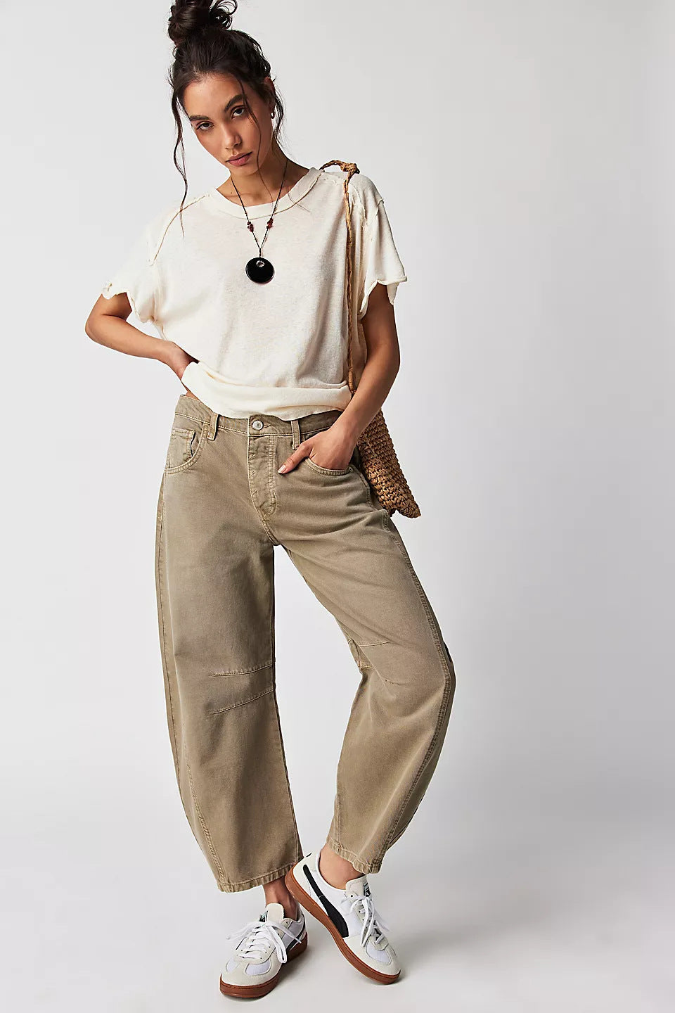 Jean taille mi- haute extensible tendance