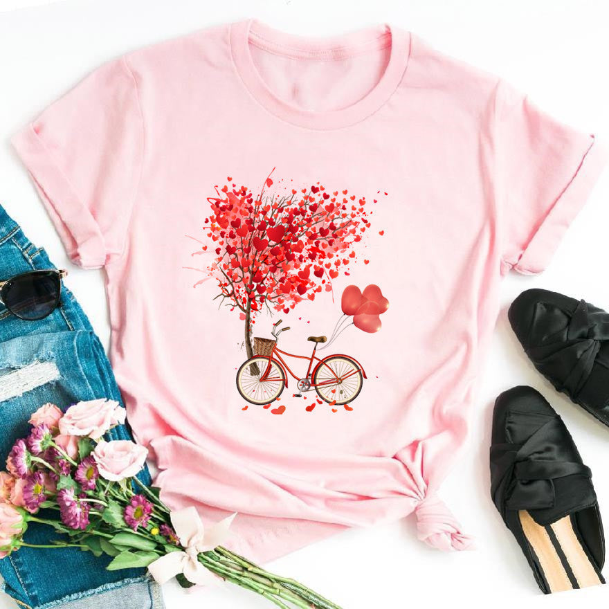 T-shirt noir à motif vélo