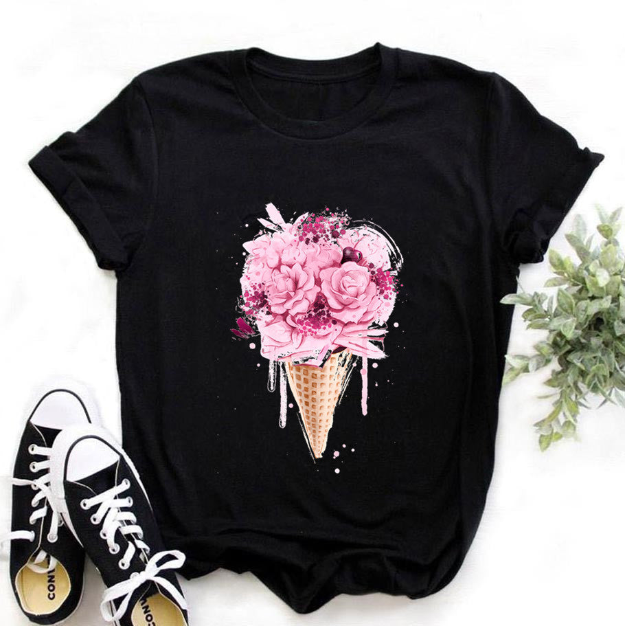 T-shirt noir à motif vélo