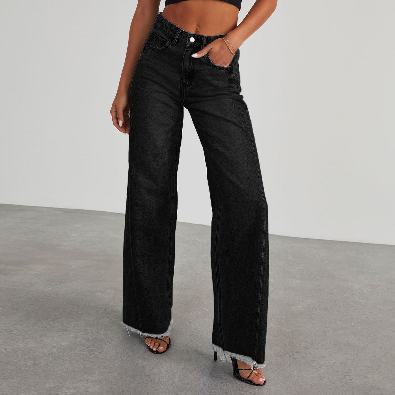Jean taille haute, coupe slim confortable