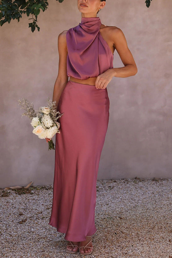 Costume deux pièces décontracté en satin