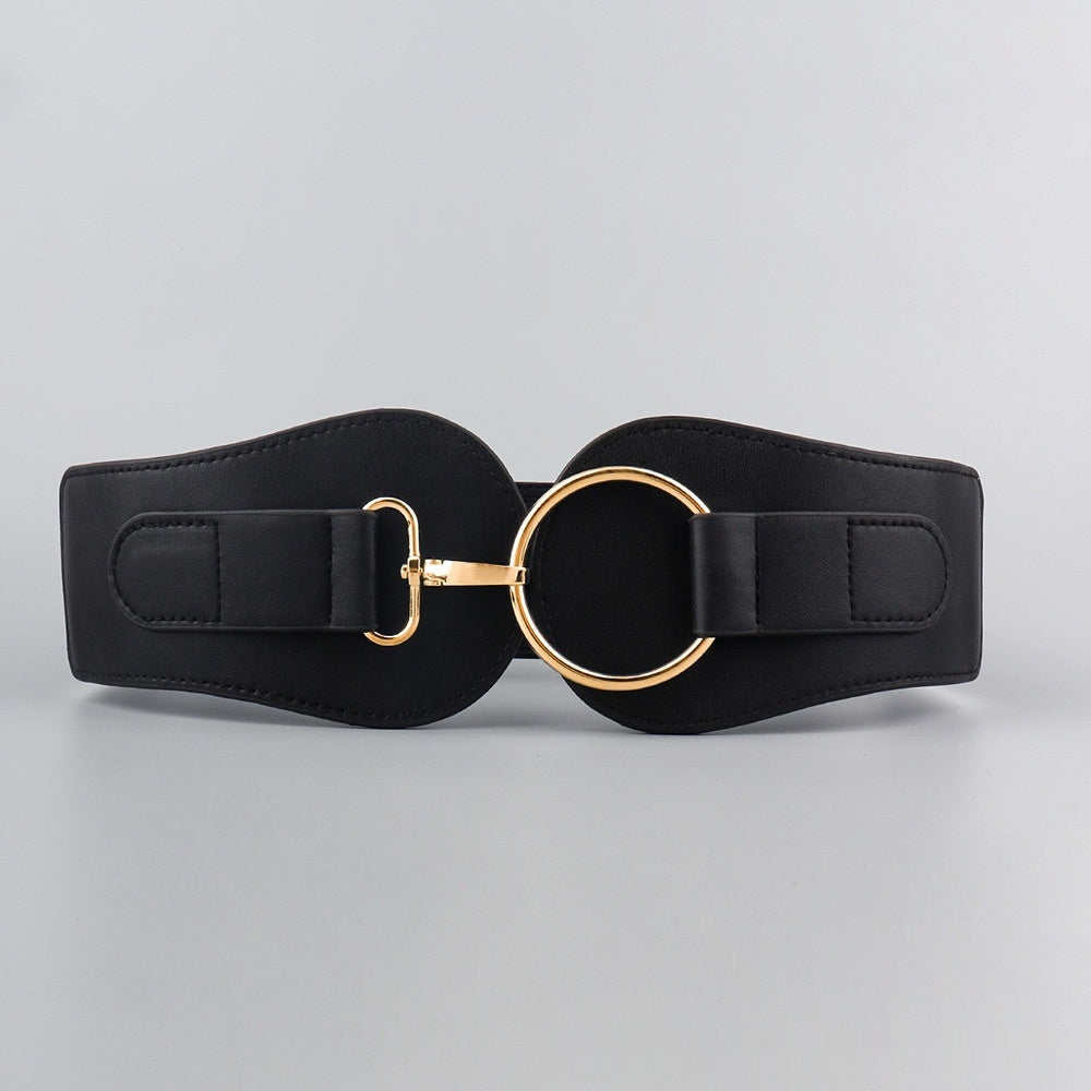 Ceinture large en cuir PU, simple et tendance