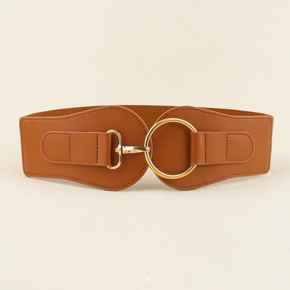 Ceinture large en cuir PU, simple et tendance