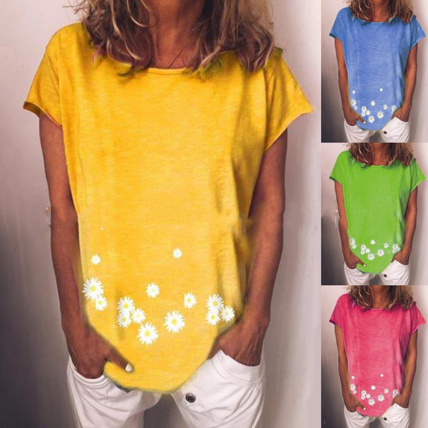 T-shirt à manches courtes avec imprimé marguerites