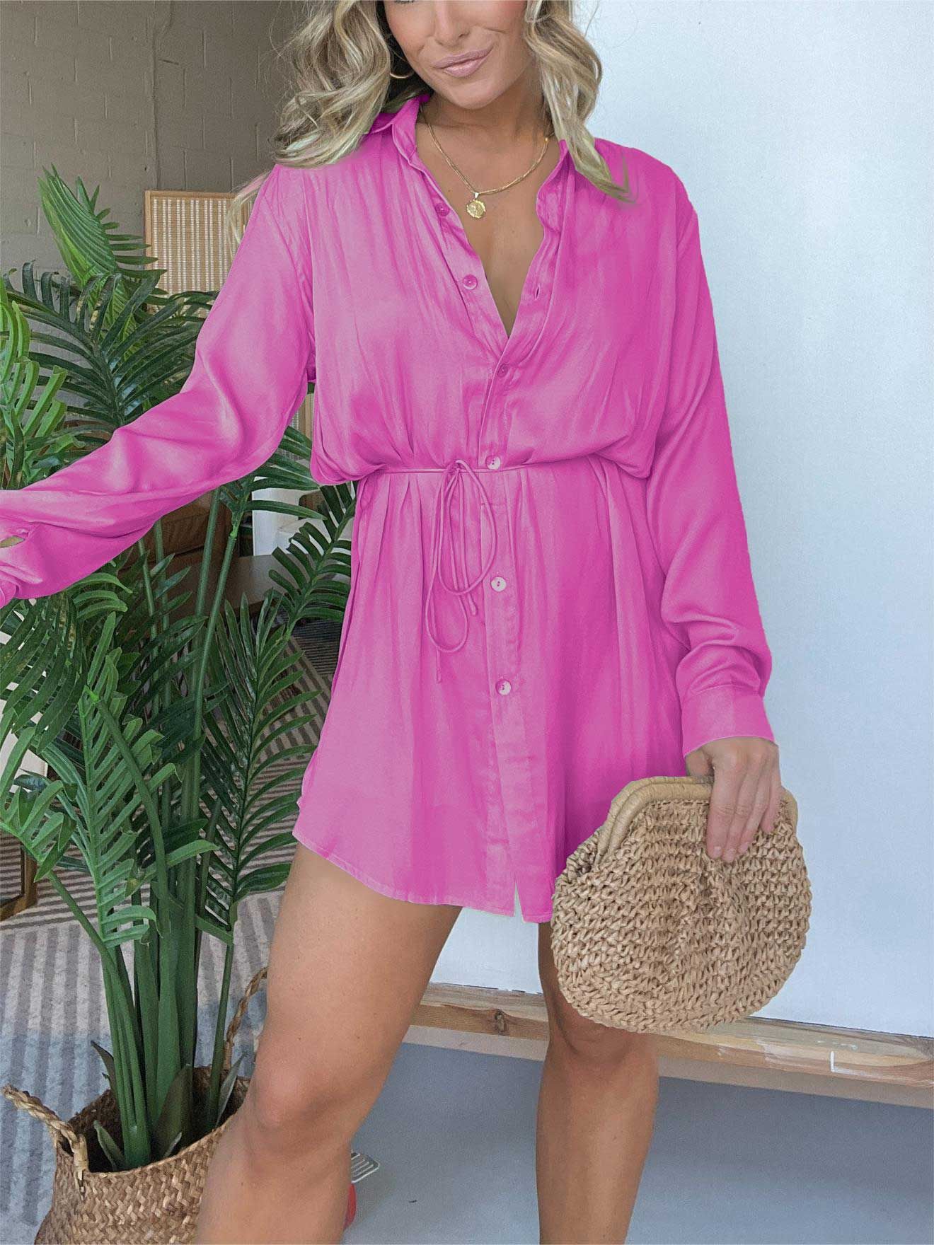 Combinaison à manches longues avec robe chemise boutonnée