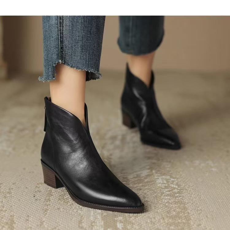 Bottes Martin vintage à talons mi-hauts et épais