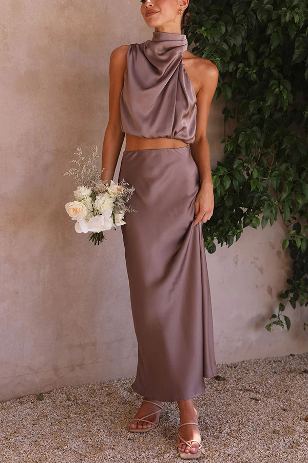Costume deux pièces décontracté en satin
