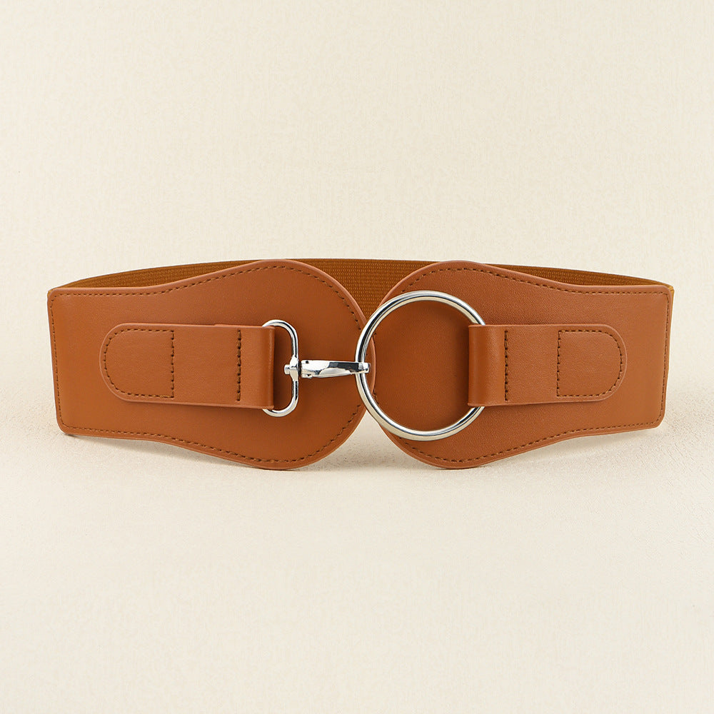 Ceinture large en cuir PU, simple et tendance