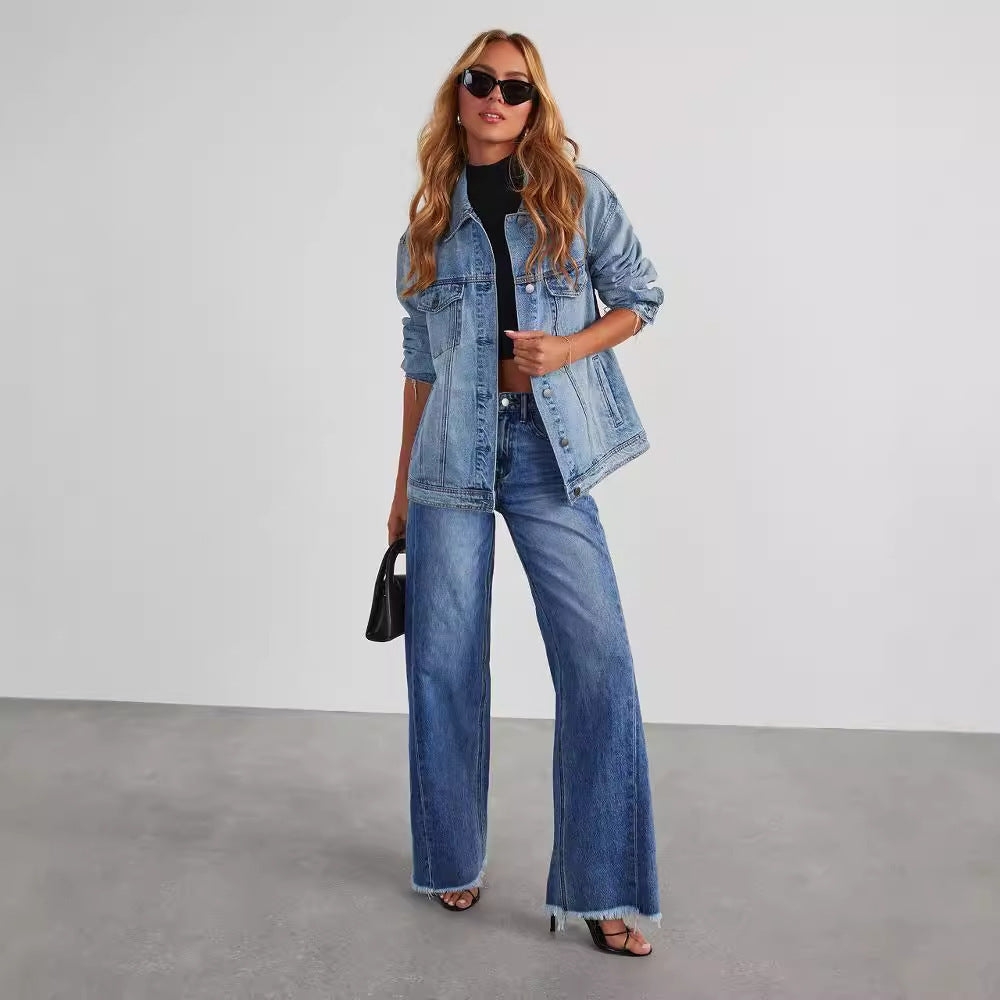 Jean taille haute, coupe slim confortable