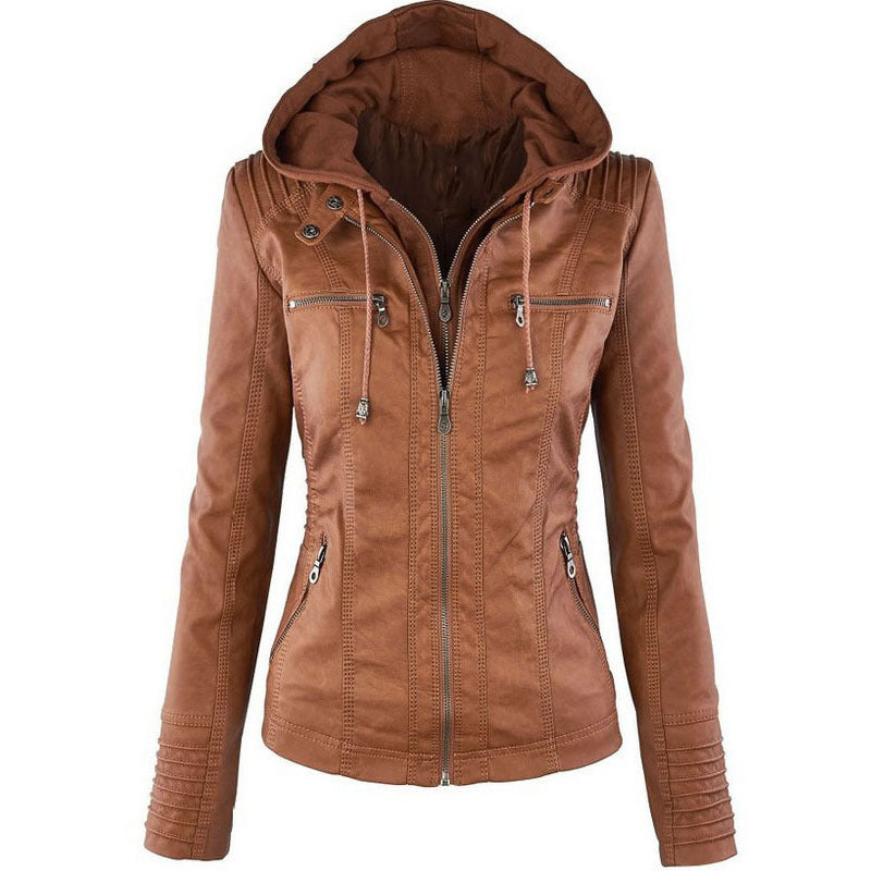 Veste Similicuir – Capuche Amovible, Zippée & Élégance Urbaine