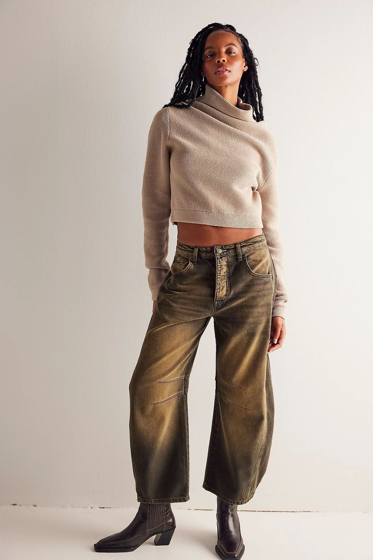 Jean taille mi- haute extensible tendance