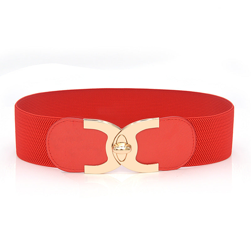Ceinture large élastique avec décoration de fermeture