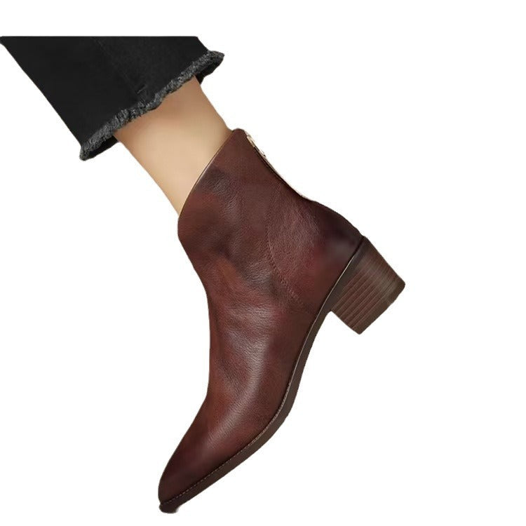 Bottes Martin vintage à talons mi-hauts et épais