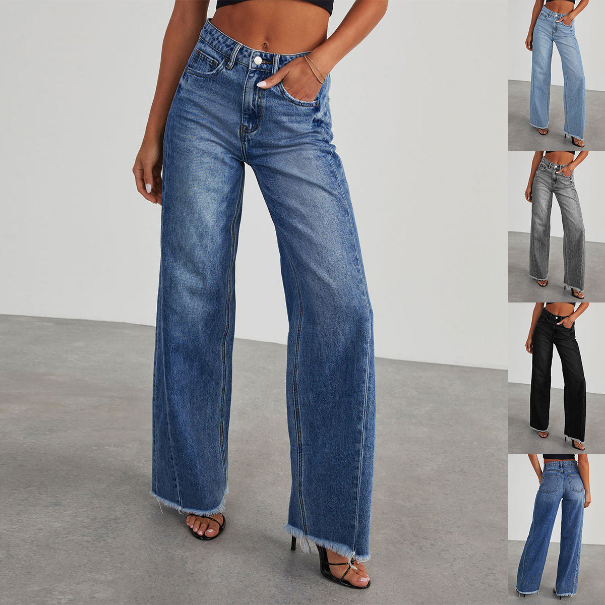 Jean taille haute, coupe slim confortable