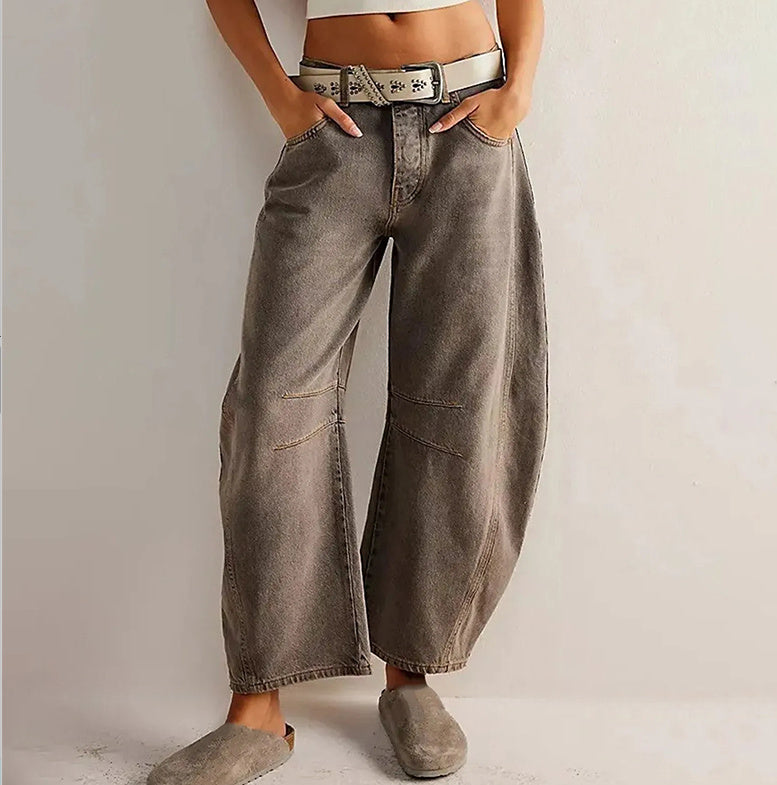 Jean taille mi- haute extensible tendance