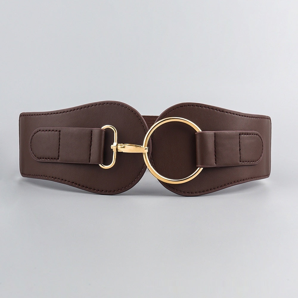Ceinture large en cuir PU, simple et tendance