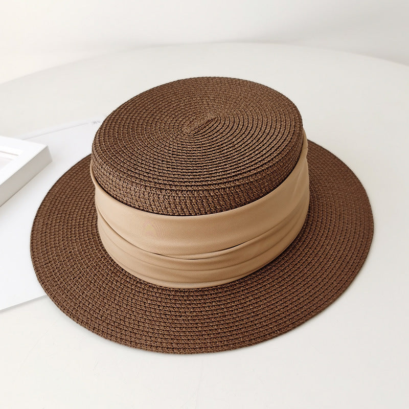 Chapeau de paille plat, Tressé Style Français