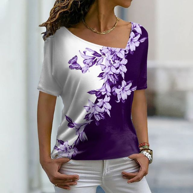 T-shirt asymétrique à col en V