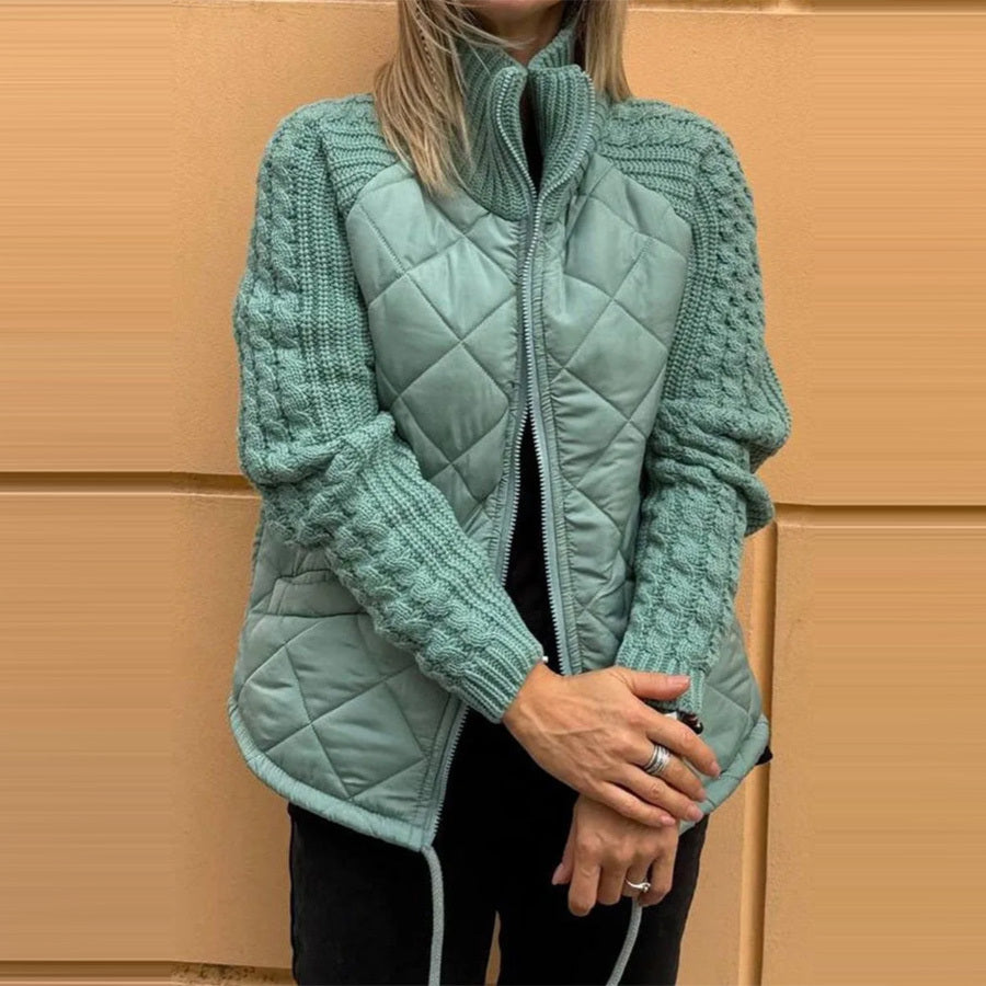 Veste Matelassée – Col Montant, Zippée & Poches Latérales