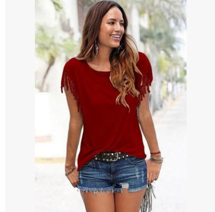 T-shirt à Franges Coton Style Américain