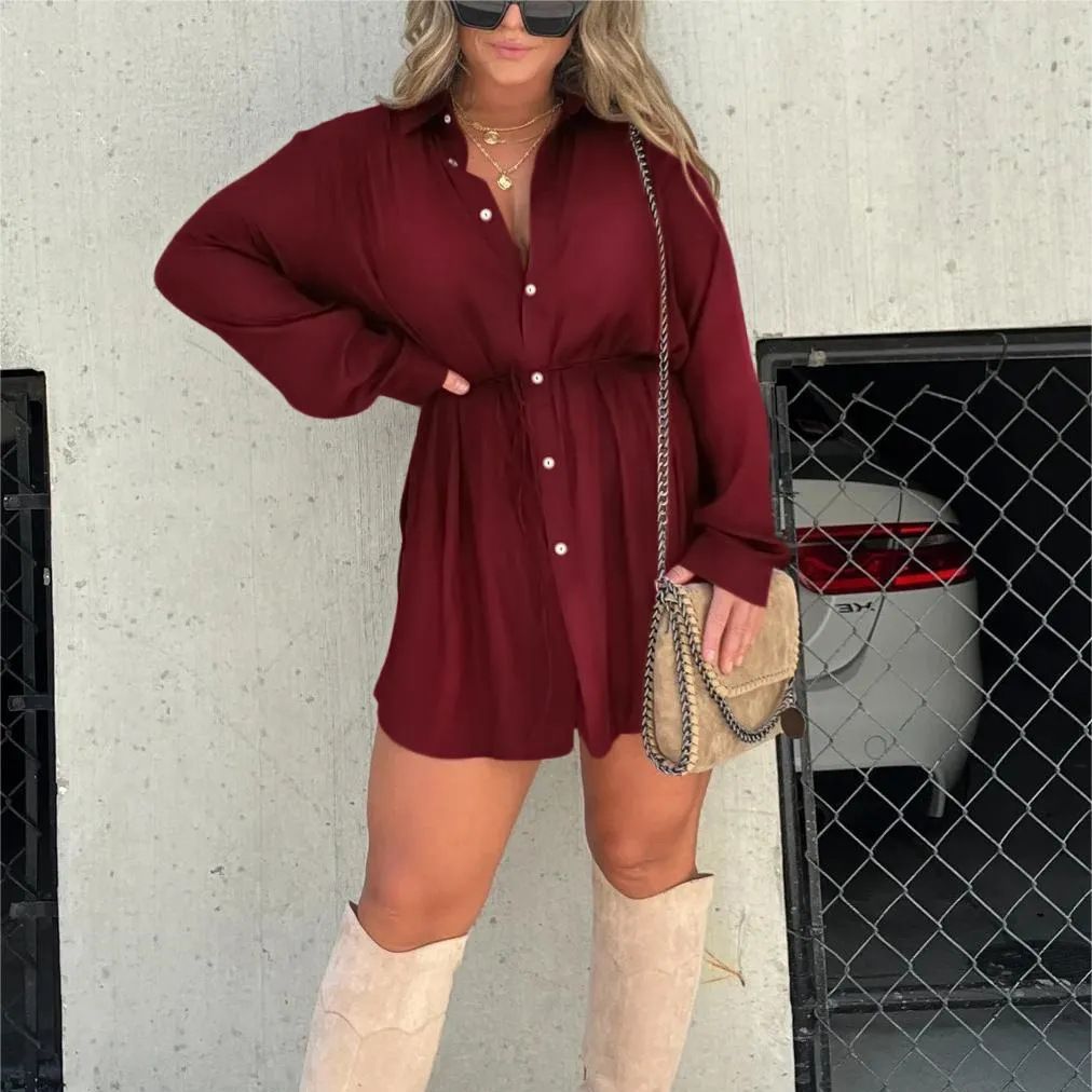 Combinaison à manches longues avec robe chemise boutonnée