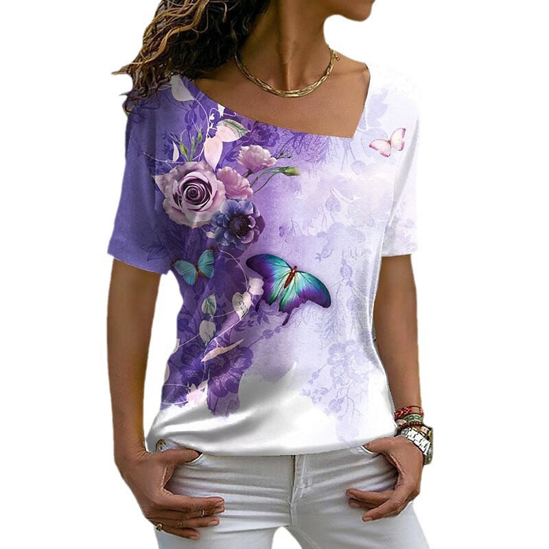 T-shirt asymétrique à col en V