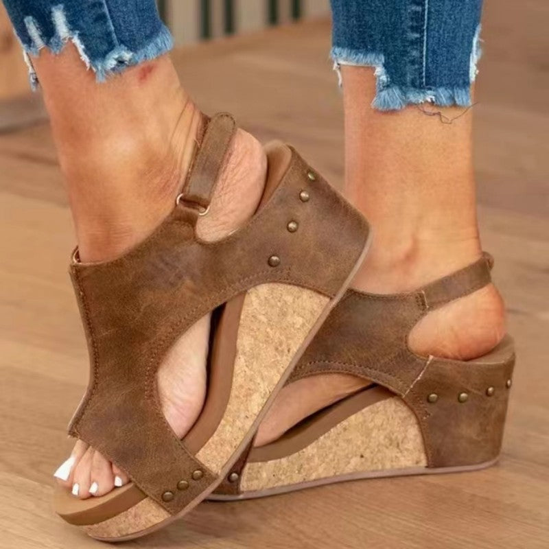 Sandales compensées à bout ouvert