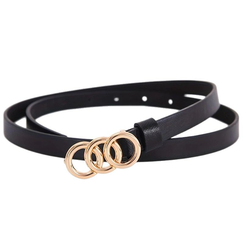 Ceinture fine à 3 anneaux, style rétro et minimaliste