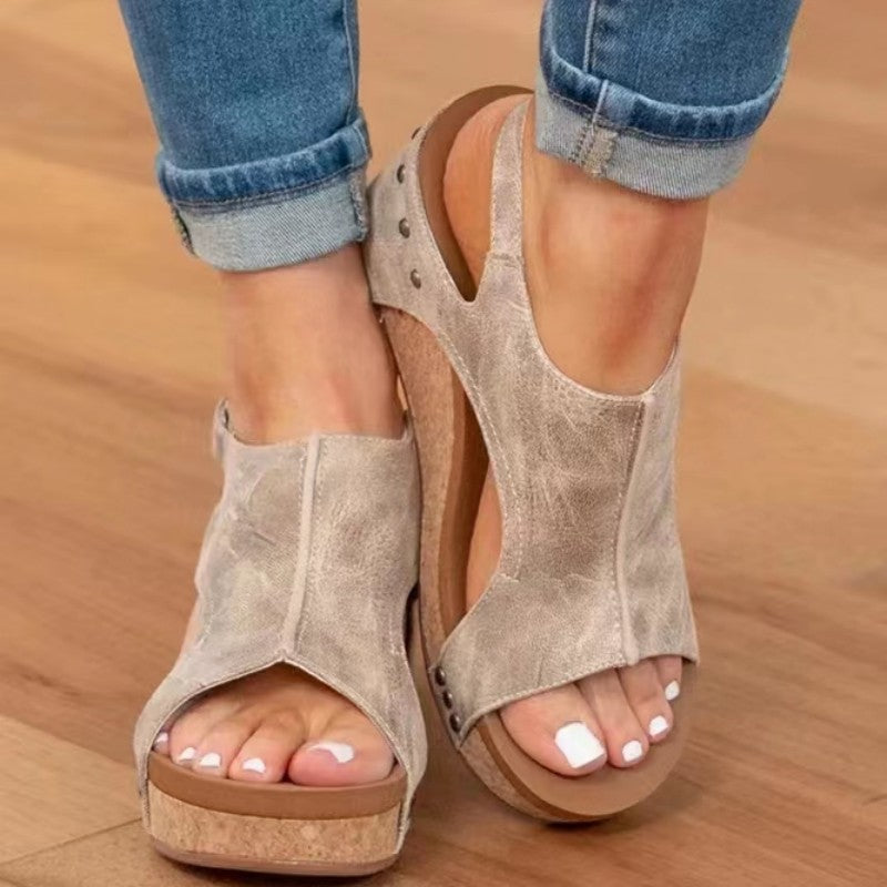 Sandales compensées à bout ouvert