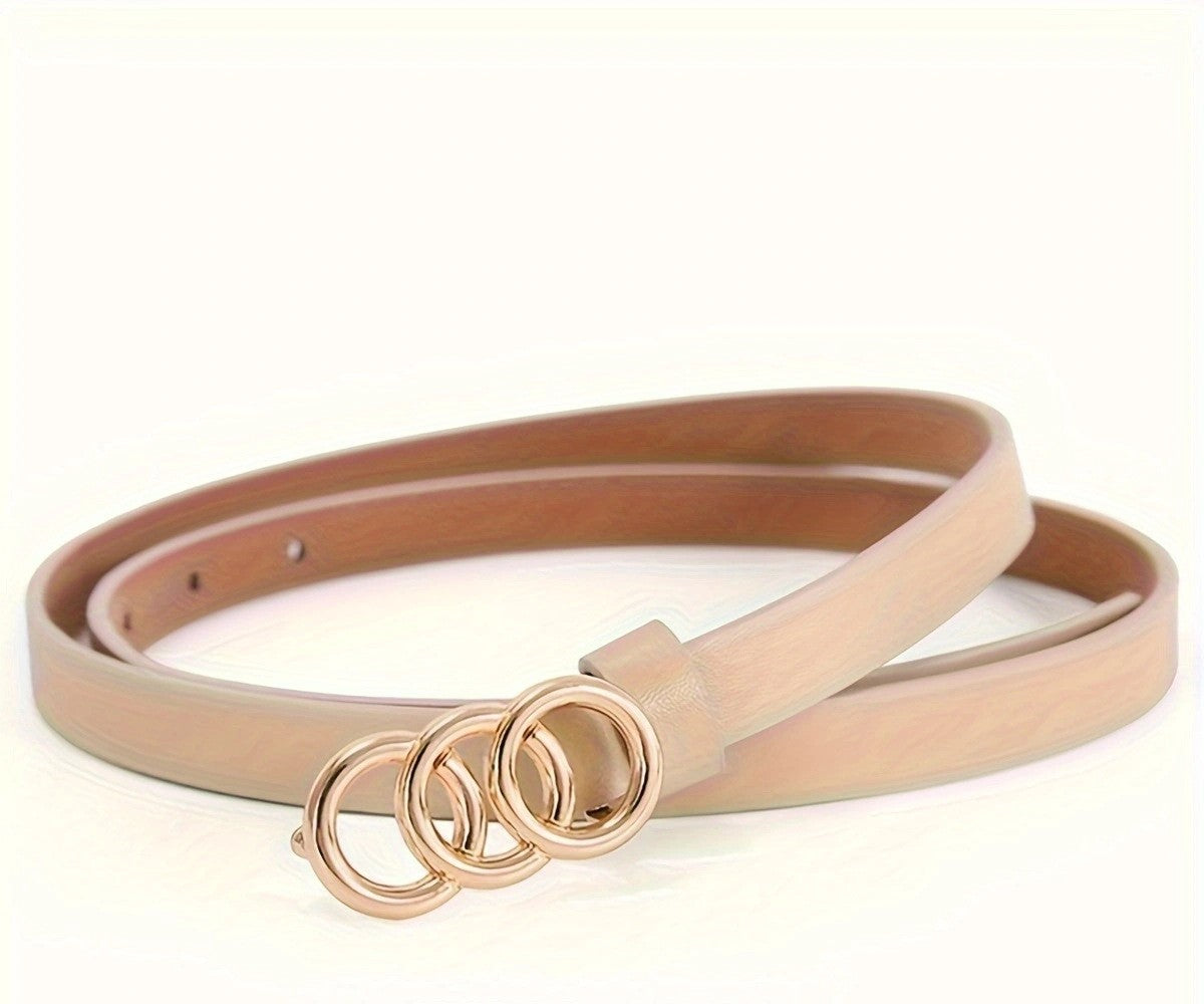 Ceinture fine à 3 anneaux, style rétro et minimaliste
