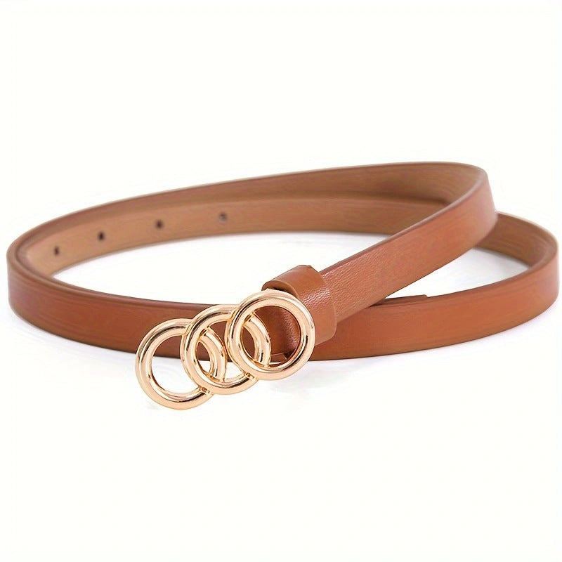 Ceinture fine à 3 anneaux, style rétro et minimaliste