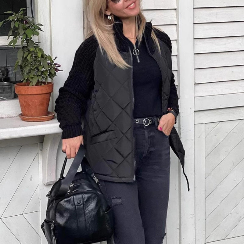 Veste Matelassée – Col Montant, Zippée & Poches Latérales
