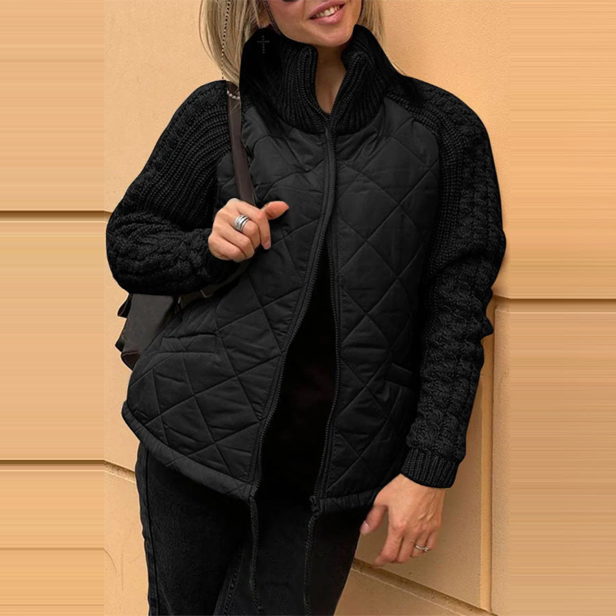 Veste Matelassée – Col Montant, Zippée & Poches Latérales