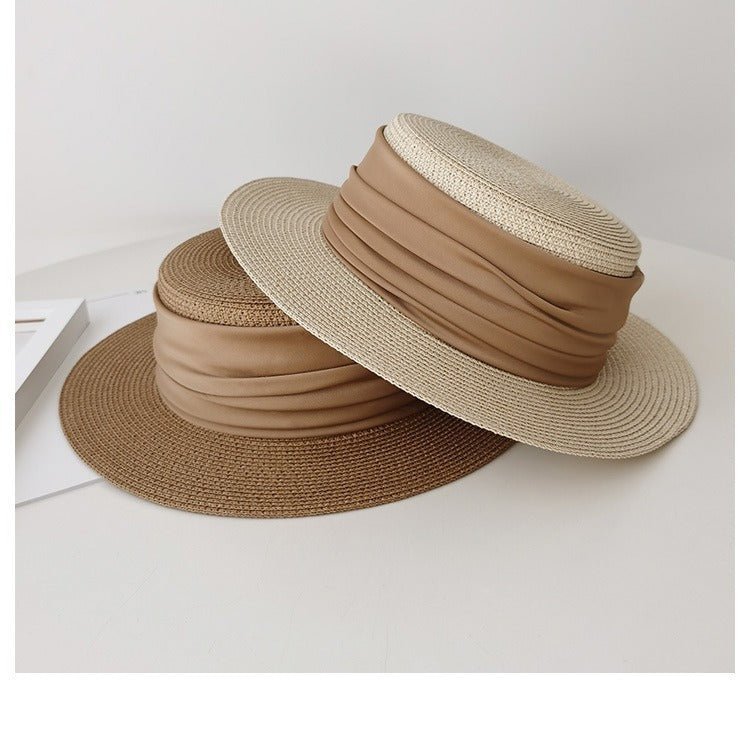 Chapeau de paille plat, Tressé Style Français