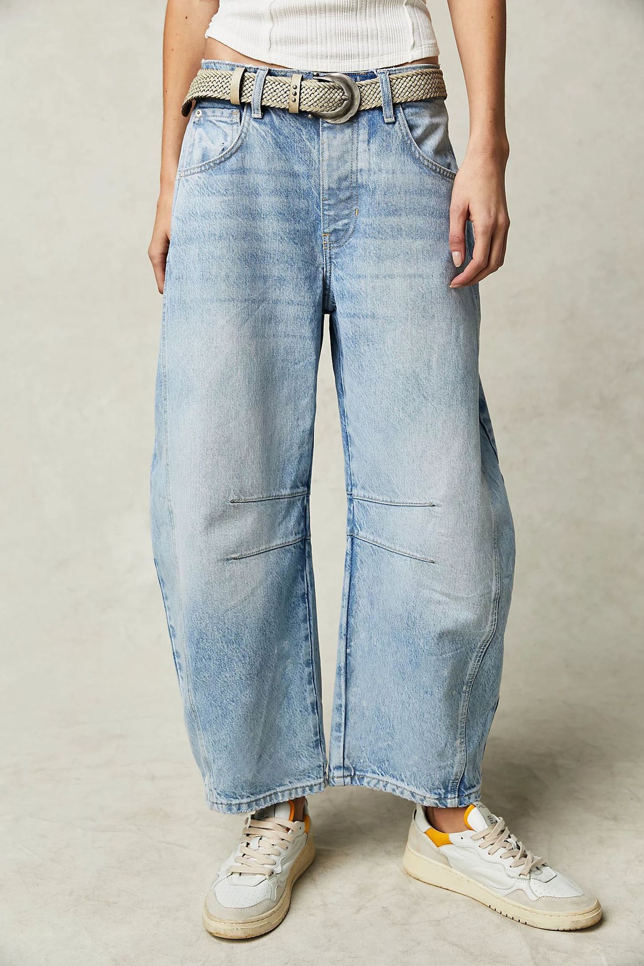 Jean taille mi- haute extensible tendance