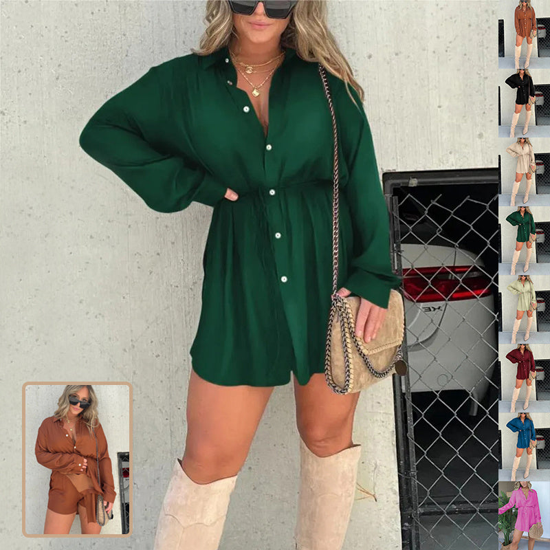 Combinaison à manches longues avec robe chemise boutonnée