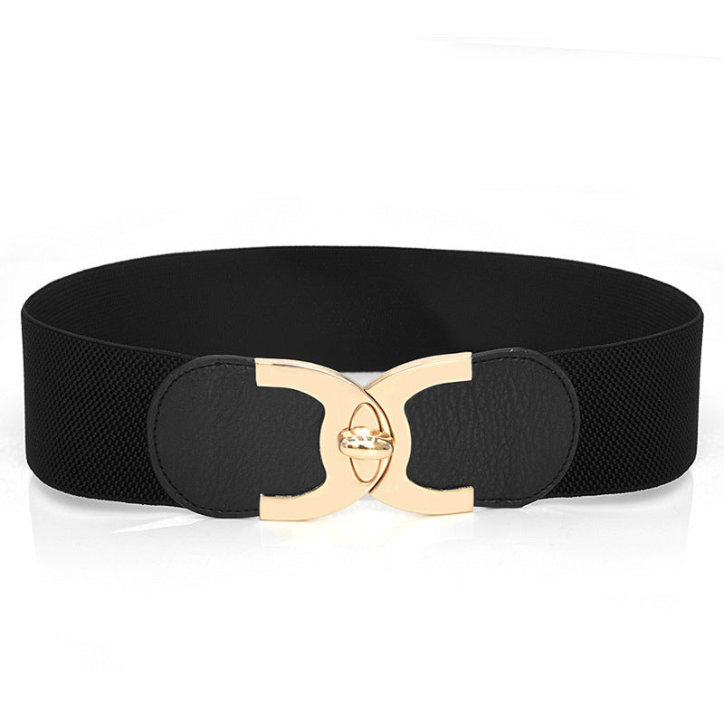Ceinture large élastique avec décoration de fermeture