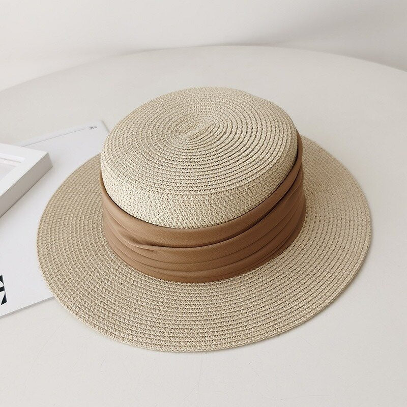 Chapeau de paille plat, Tressé Style Français