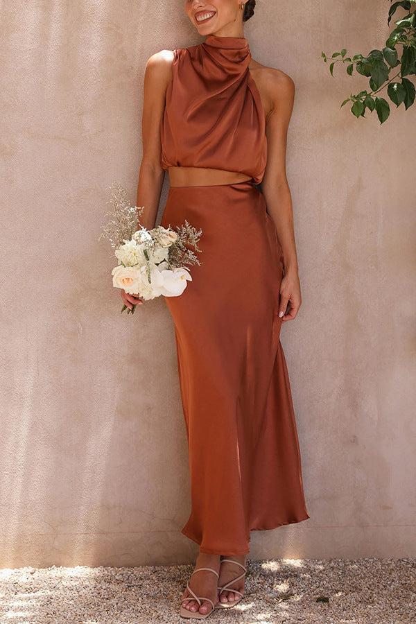 Costume deux pièces décontracté en satin