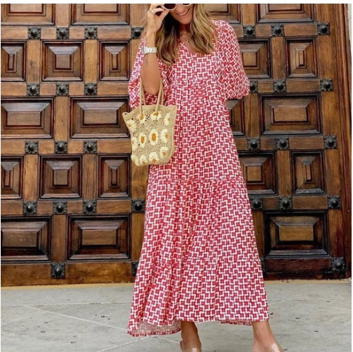 Robe bohème vintage, élégante, décontractée.