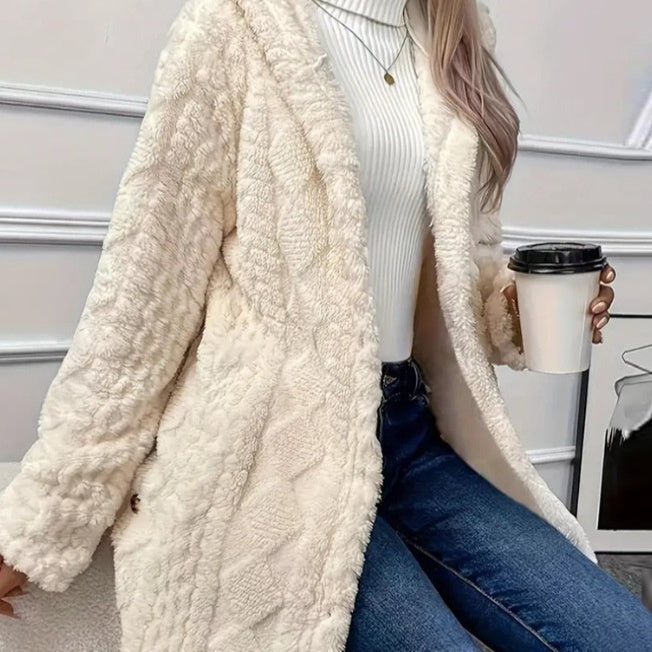 Cardigan à capuche boutonné de couleur unie