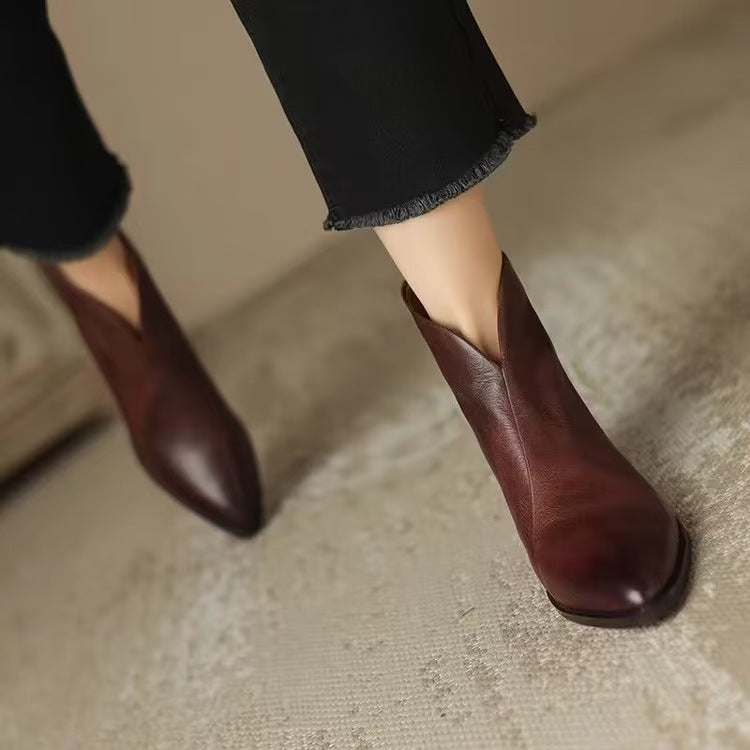 Bottes Martin vintage à talons mi-hauts et épais