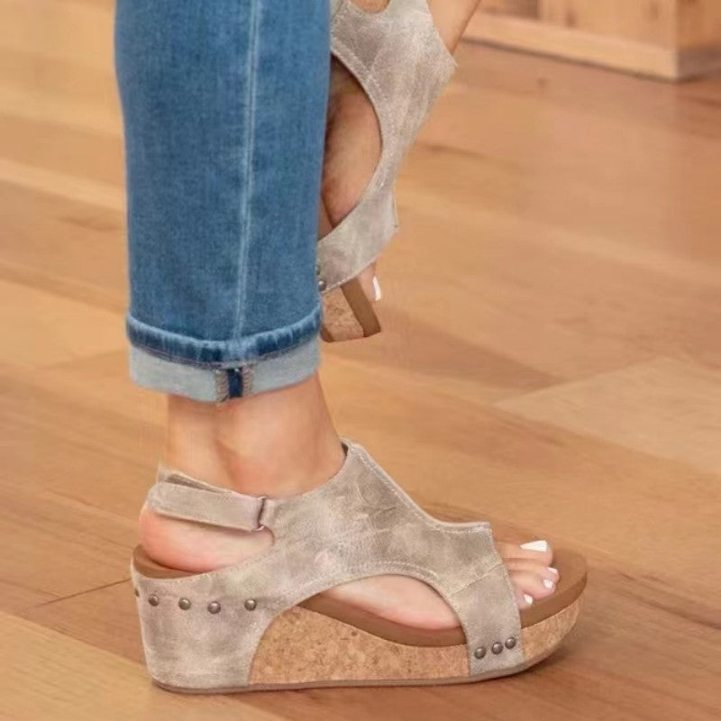 Sandales compensées à bout ouvert