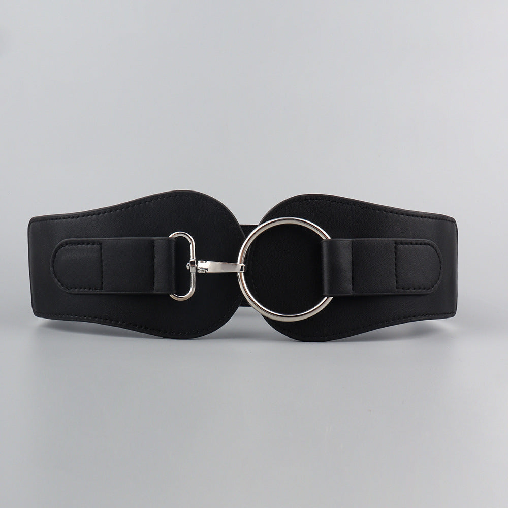 Ceinture large en cuir PU, simple et tendance