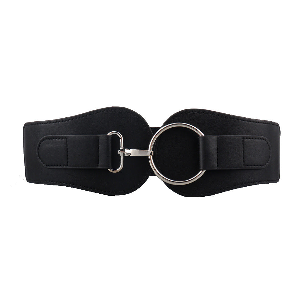 Ceinture large en cuir PU, simple et tendance