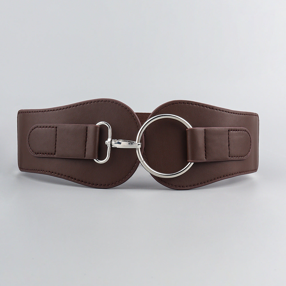 Ceinture large en cuir PU, simple et tendance